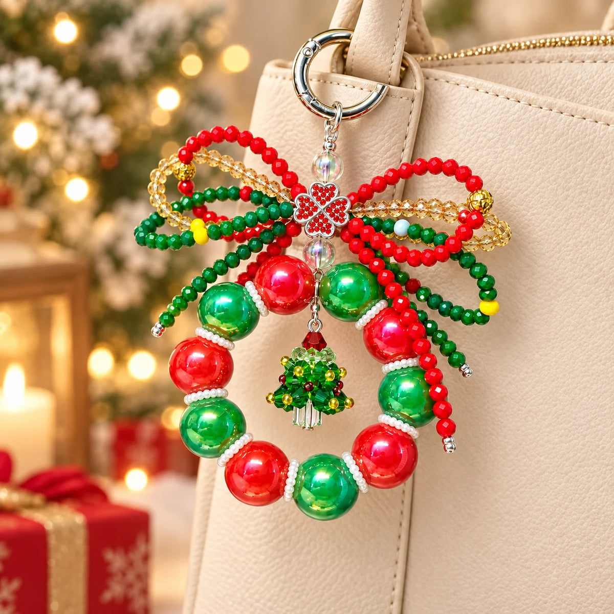 Handmade Christmas Wreath Phone Charm — Christmas Accessories