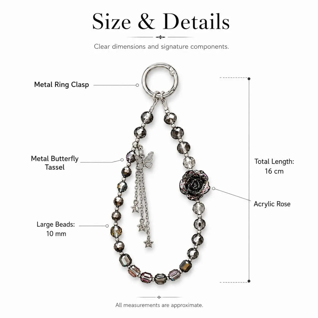 Smoky Crystal Bead Strap