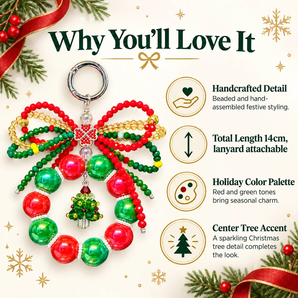 Handmade Christmas Wreath Phone Charm — Festive Christmas Accessories