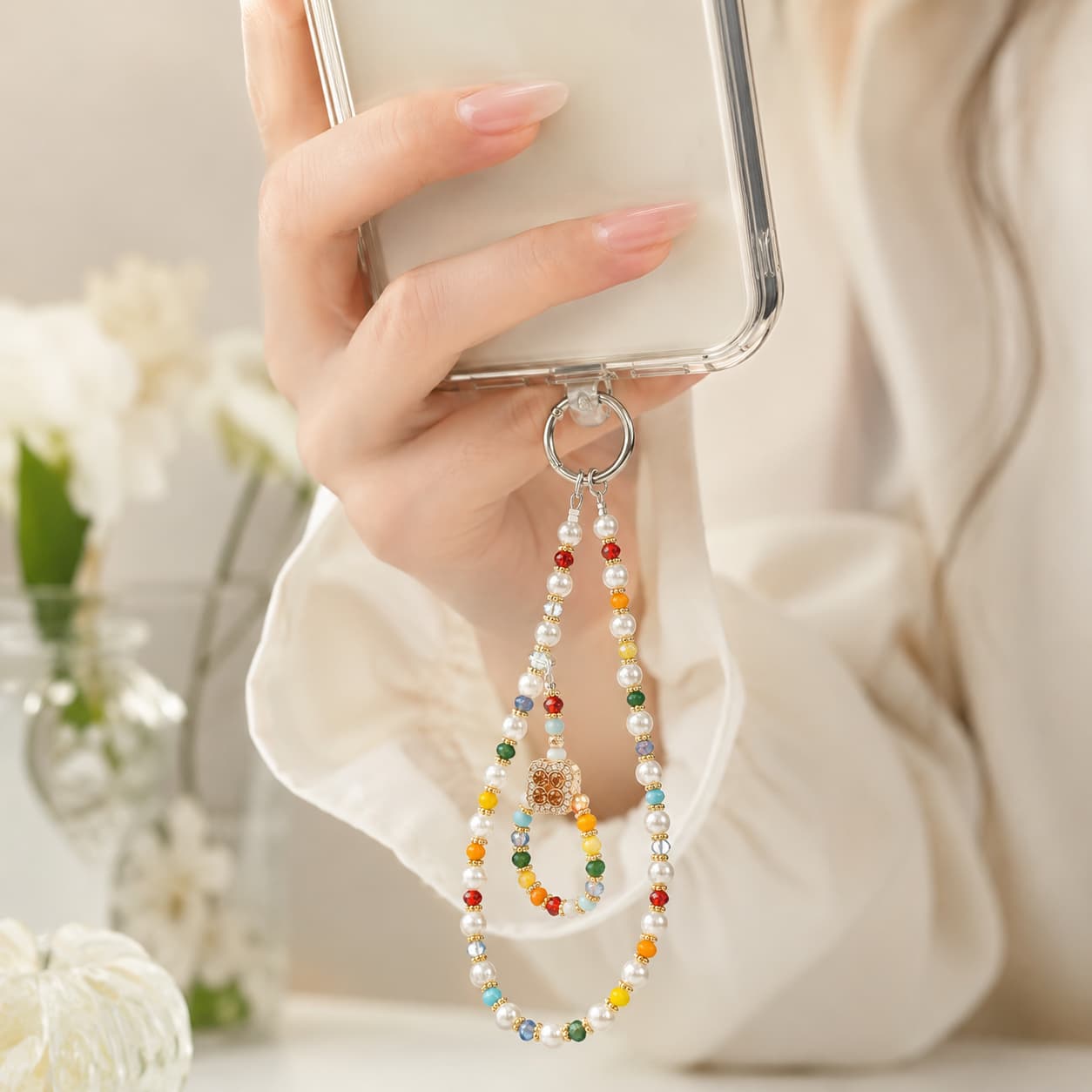 Pearl Crystal Phone Strap