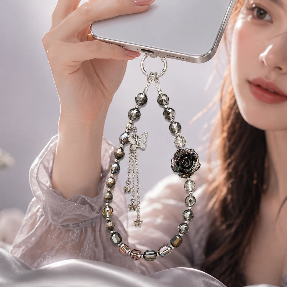 Black Rose Butterfly Charm