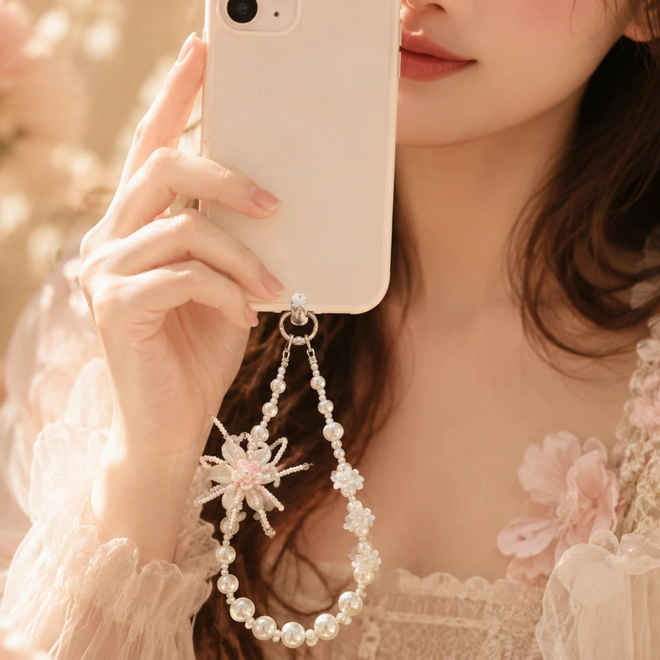 White Floral Bag Charm
