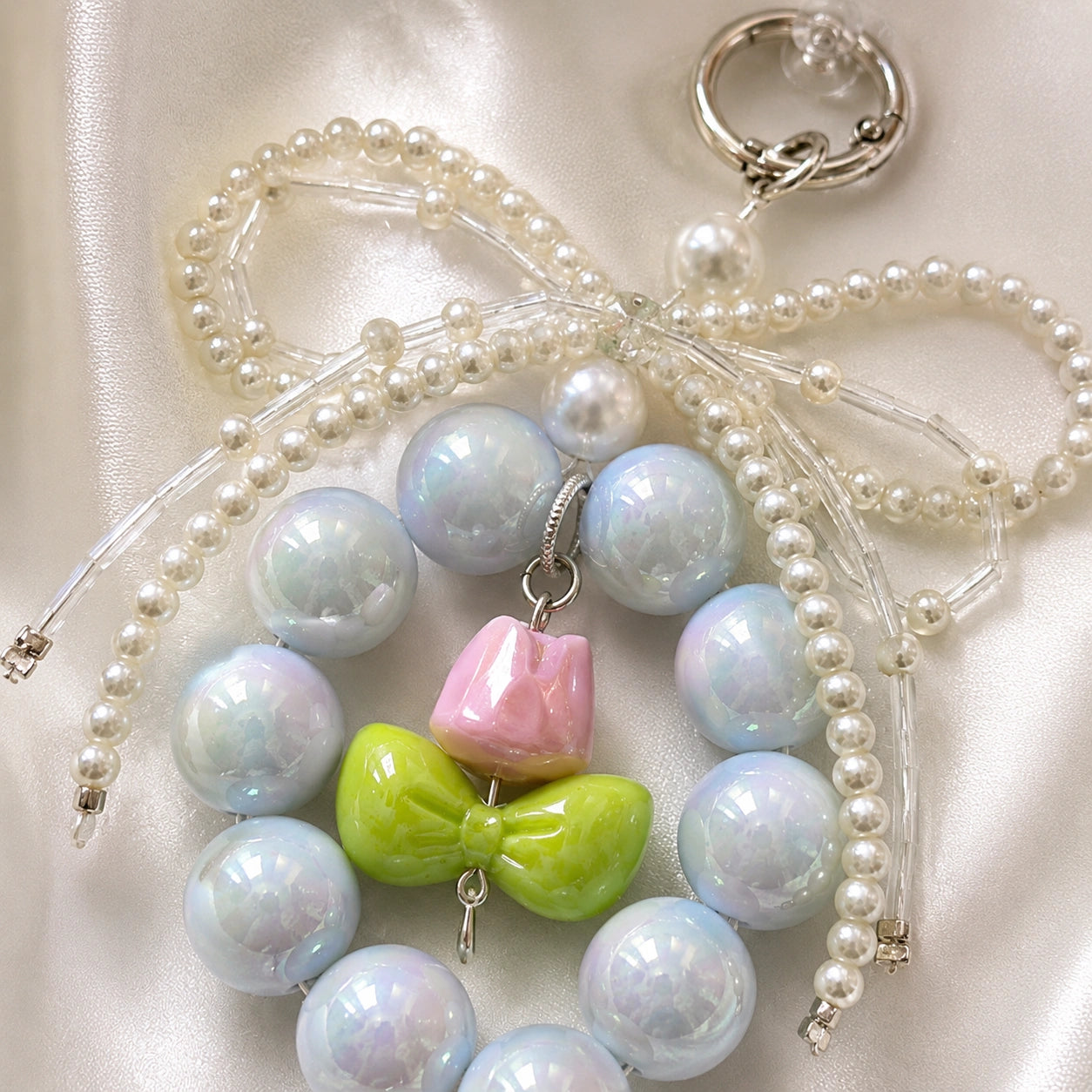 Pink Green Bag Charm
