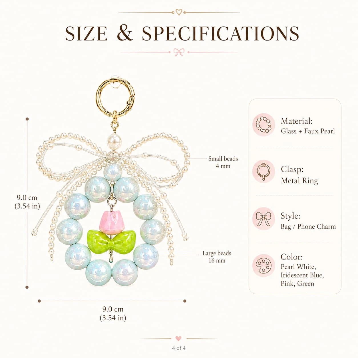 Pink Green Bag Charm