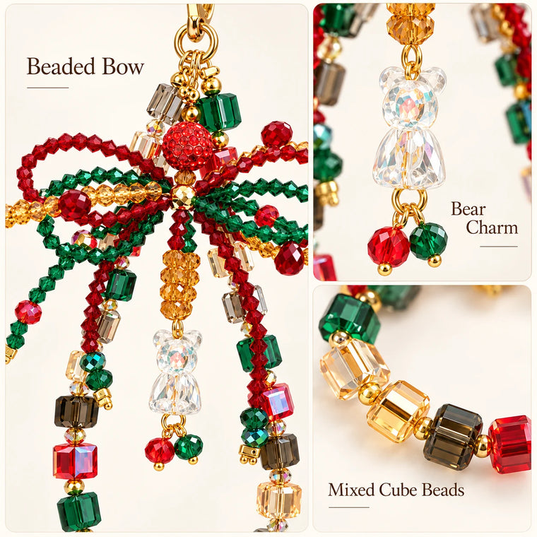 Christmas Bow Crystal Charm close-up