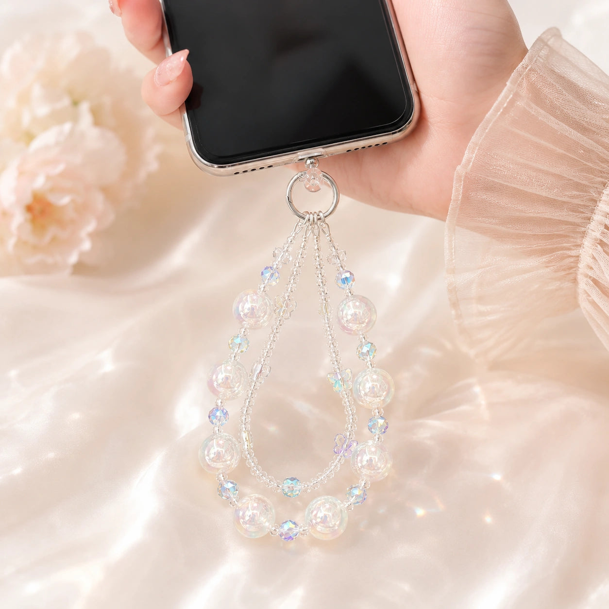 White Butterfly Phone Strap
