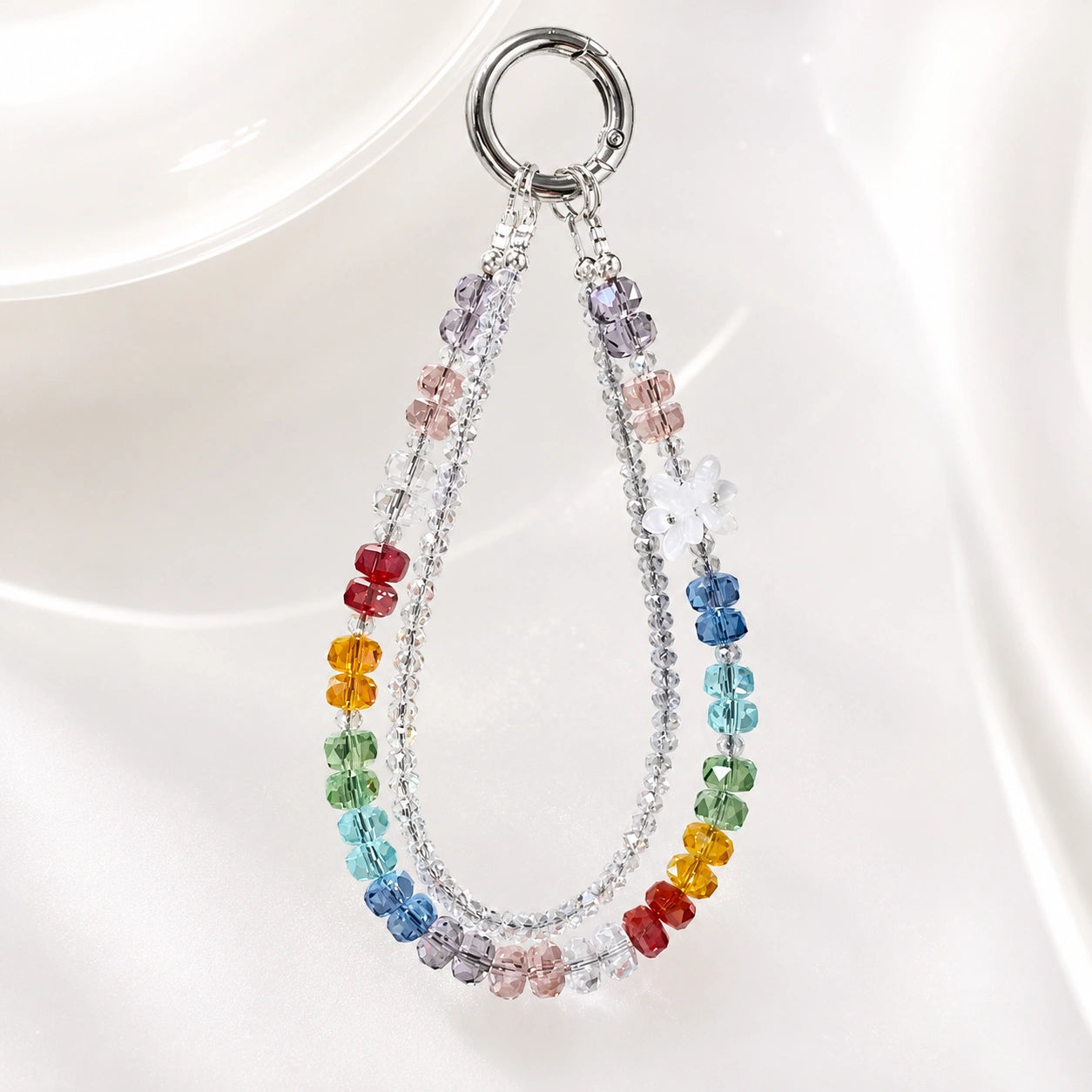 Rainbow Crystal Flower Charm