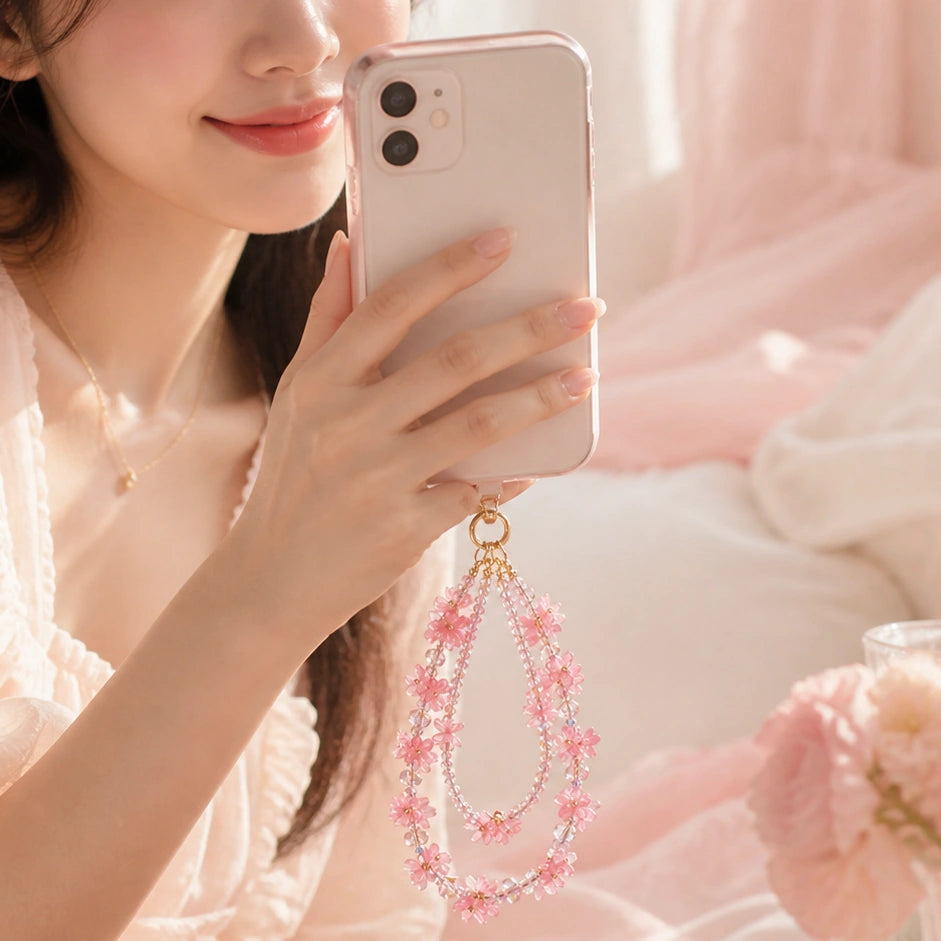Floral Crystal Phone Strap
