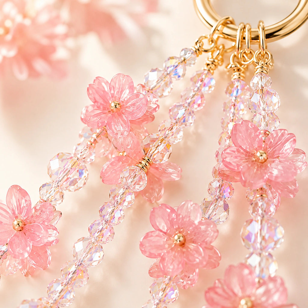 Pink Floral Phone Strap