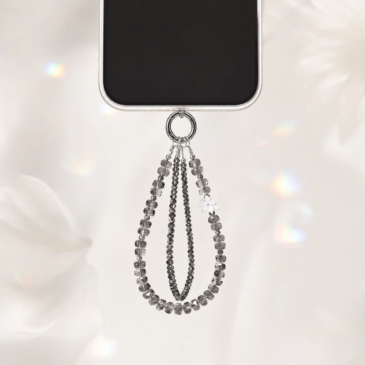 Chic Grey Phone Charm
