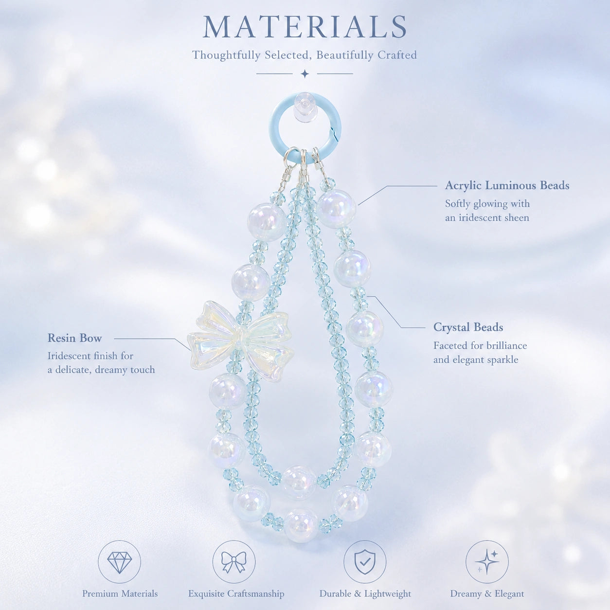 Clear Blue Bead Charm