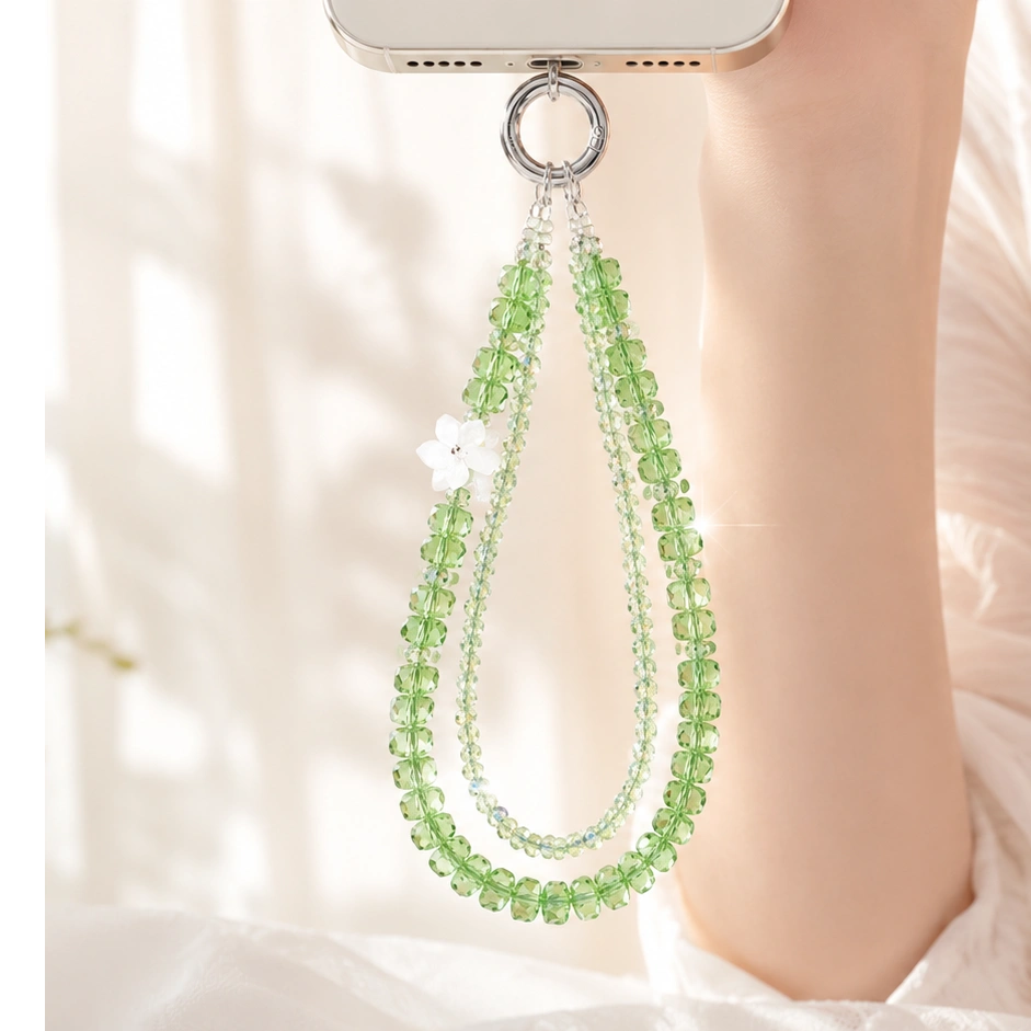 Green Crystal Phone Strap