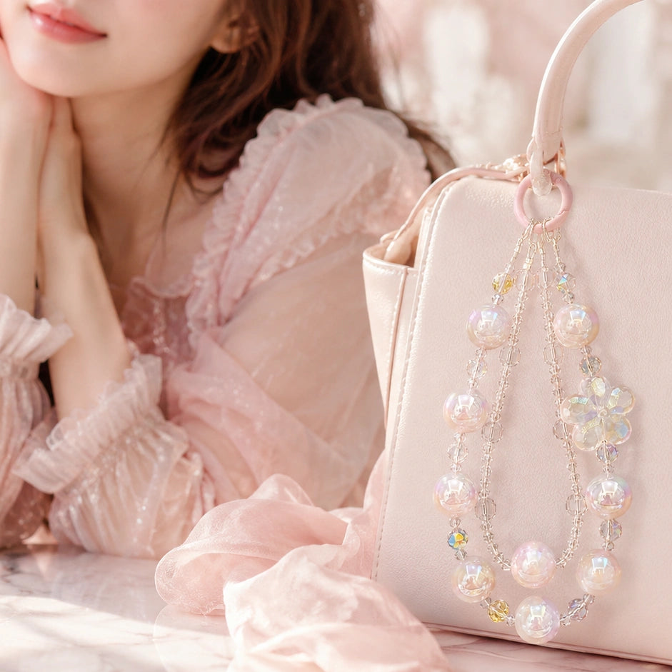 Pink Pearl Phone Strap