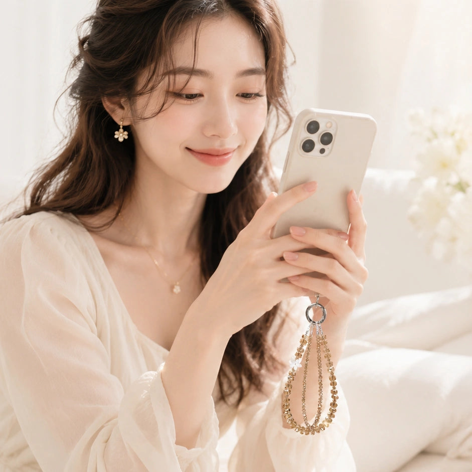 Gold Crystal Phone Strap