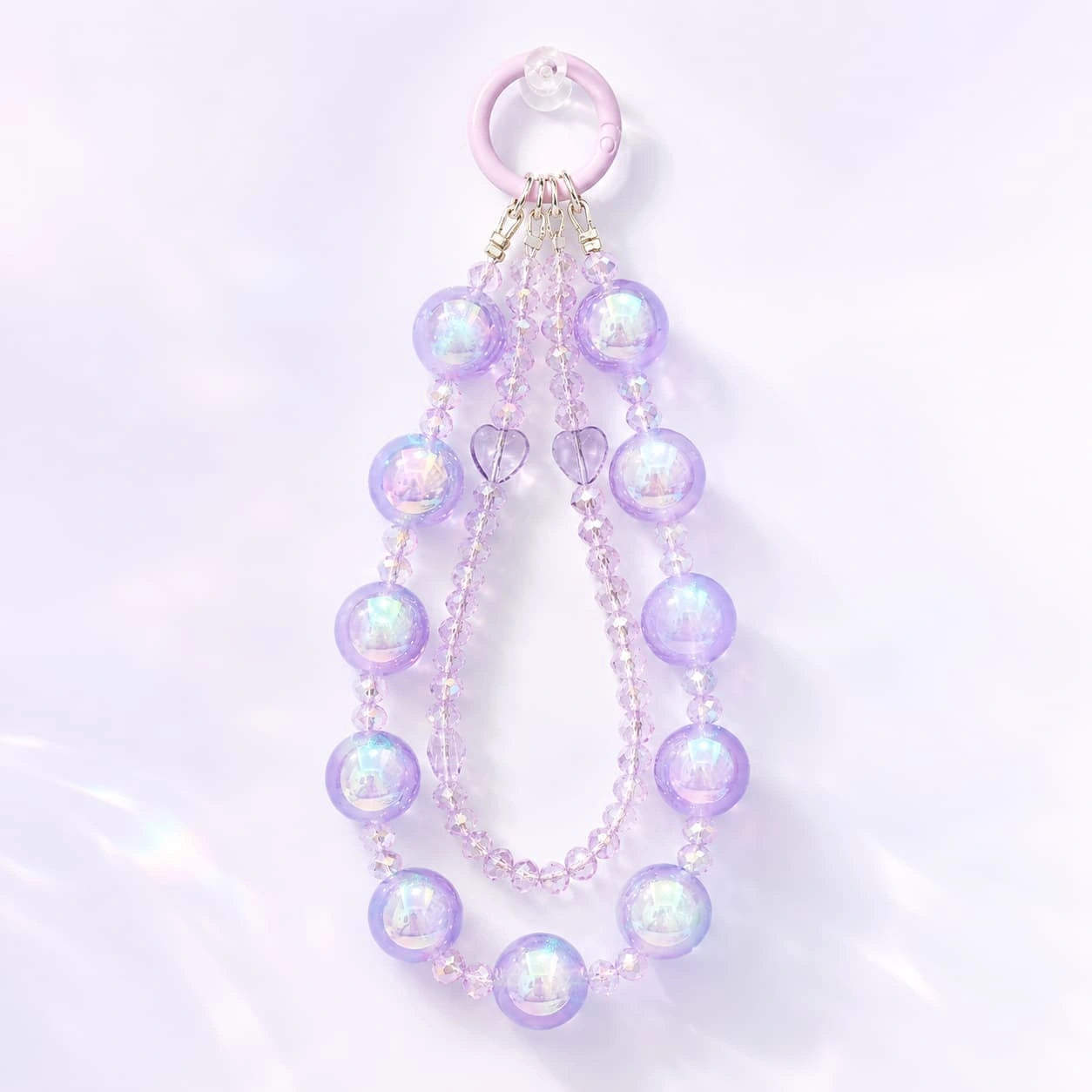 Lavender Iridescent Heart Double-Layer Charm