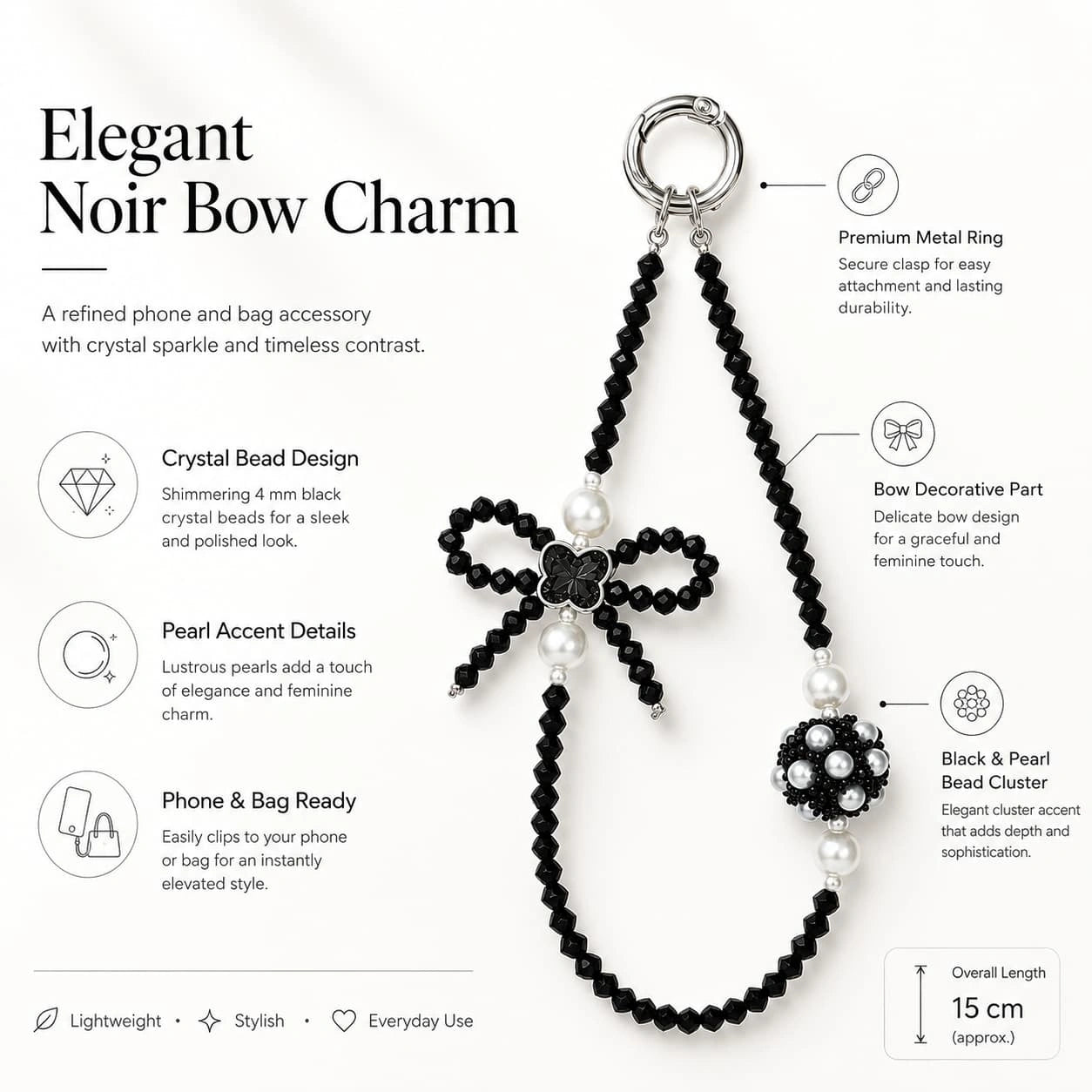 Elegant Pearl Cluster Charm