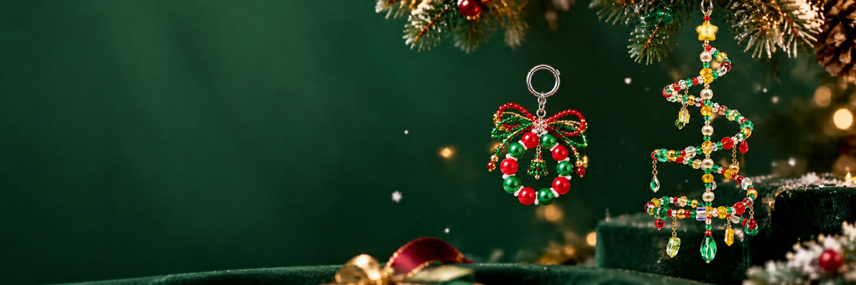Handmade Christmas wreath phone charm and Christmas tree car pendant