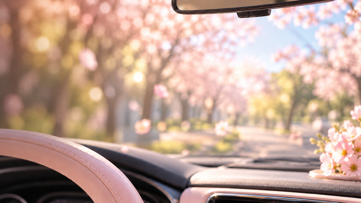Sakura car interior background for homepage banner